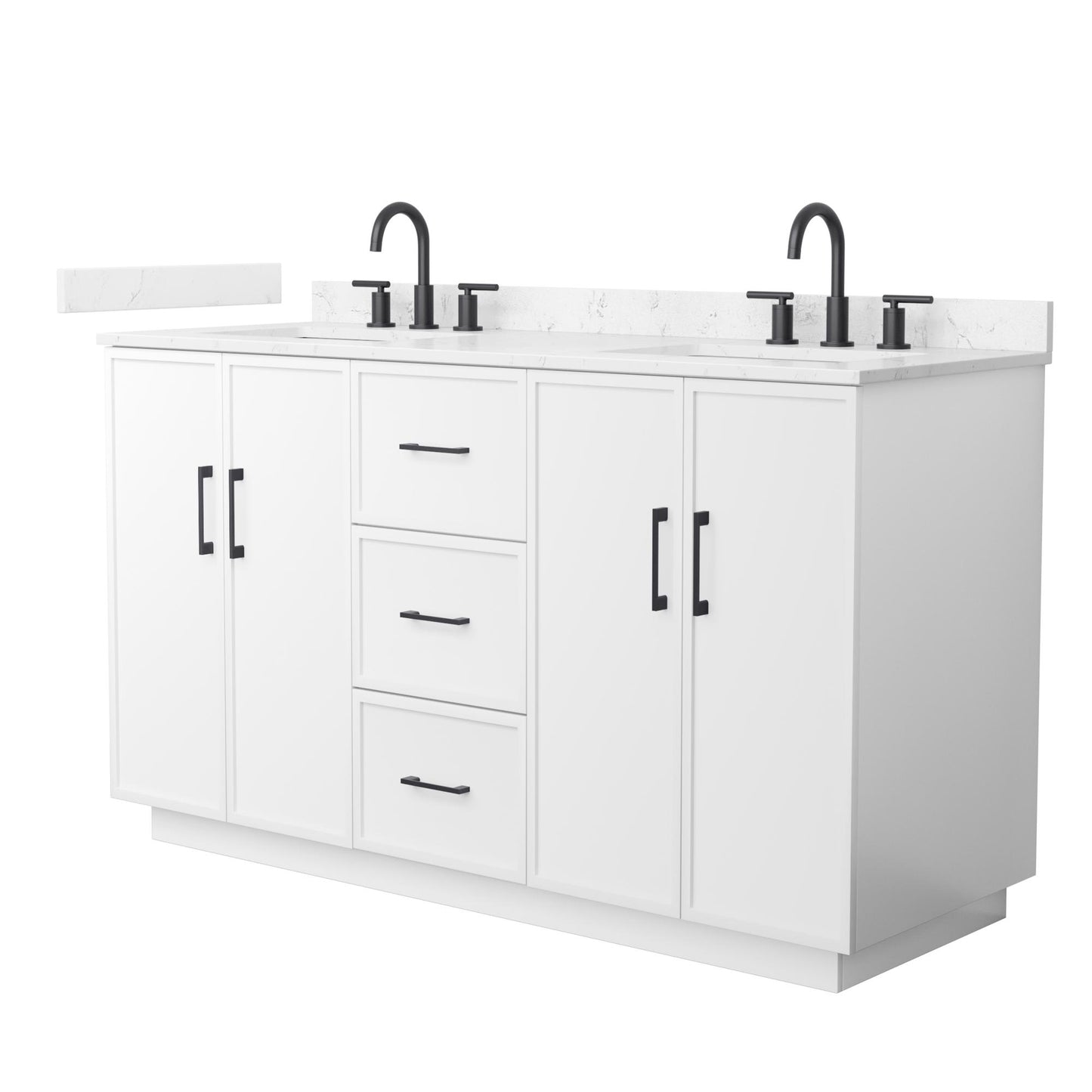 Elan TK Bathroom Vanity with Countertop 60 inch Double Sink 3-hole Faucet Setup