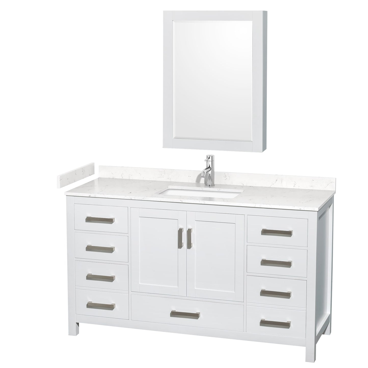 Sheffield Bathroom Vanity with Countertop 60 inch Single Sink Single hole Faucet Setup