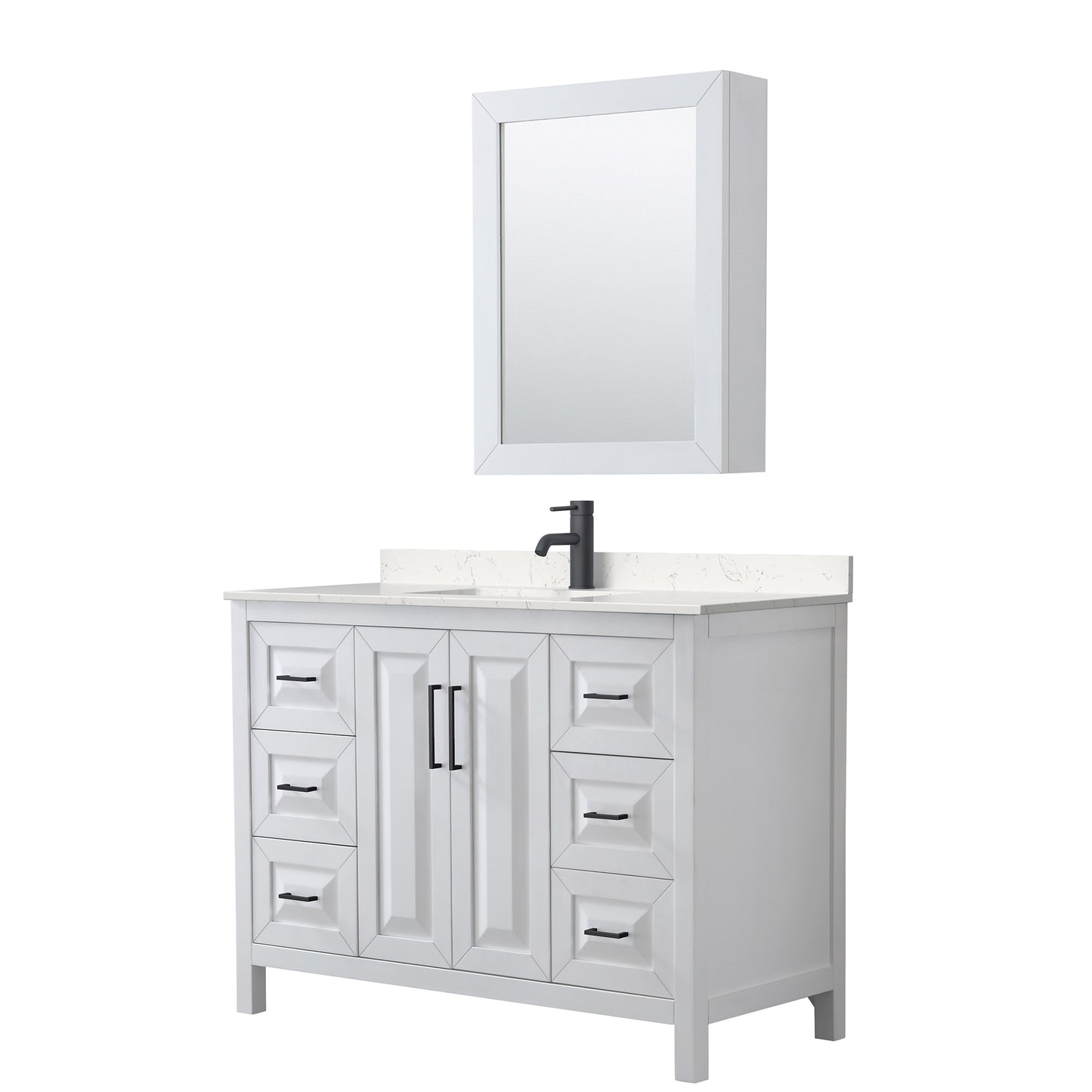 Daria Bathroom Vanity with Countertop 48 inch Single Sink Single hole Faucet Setup