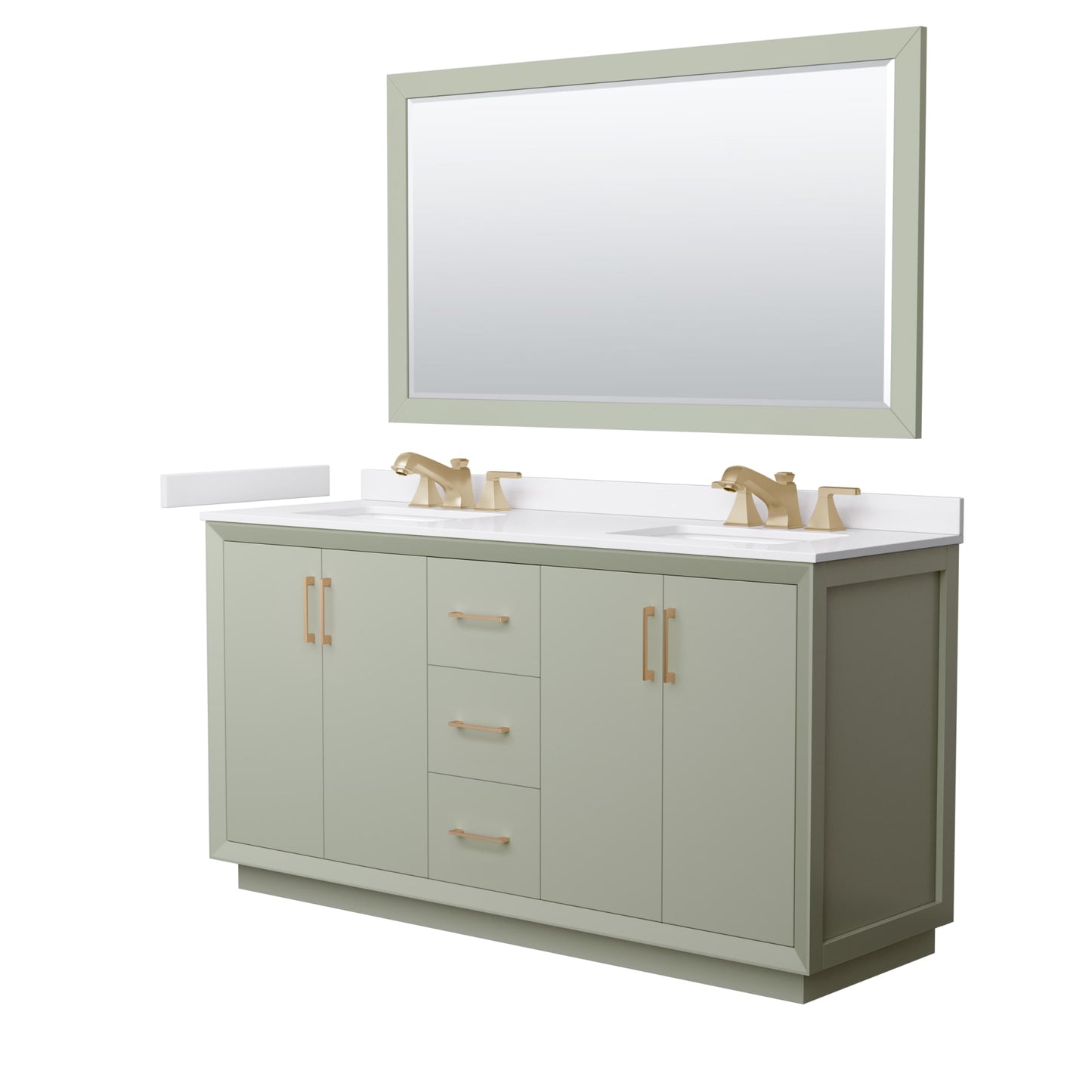 Strada Bathroom Vanity with Countertop 66 inch Double Sink 3-hole Faucet Setup