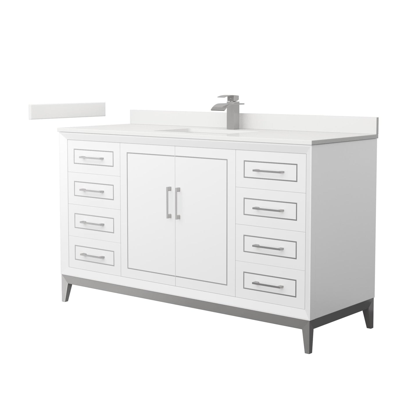 Marlena Bathroom Vanity with Countertop 60 inch Single Sink Single hole Faucet Setup