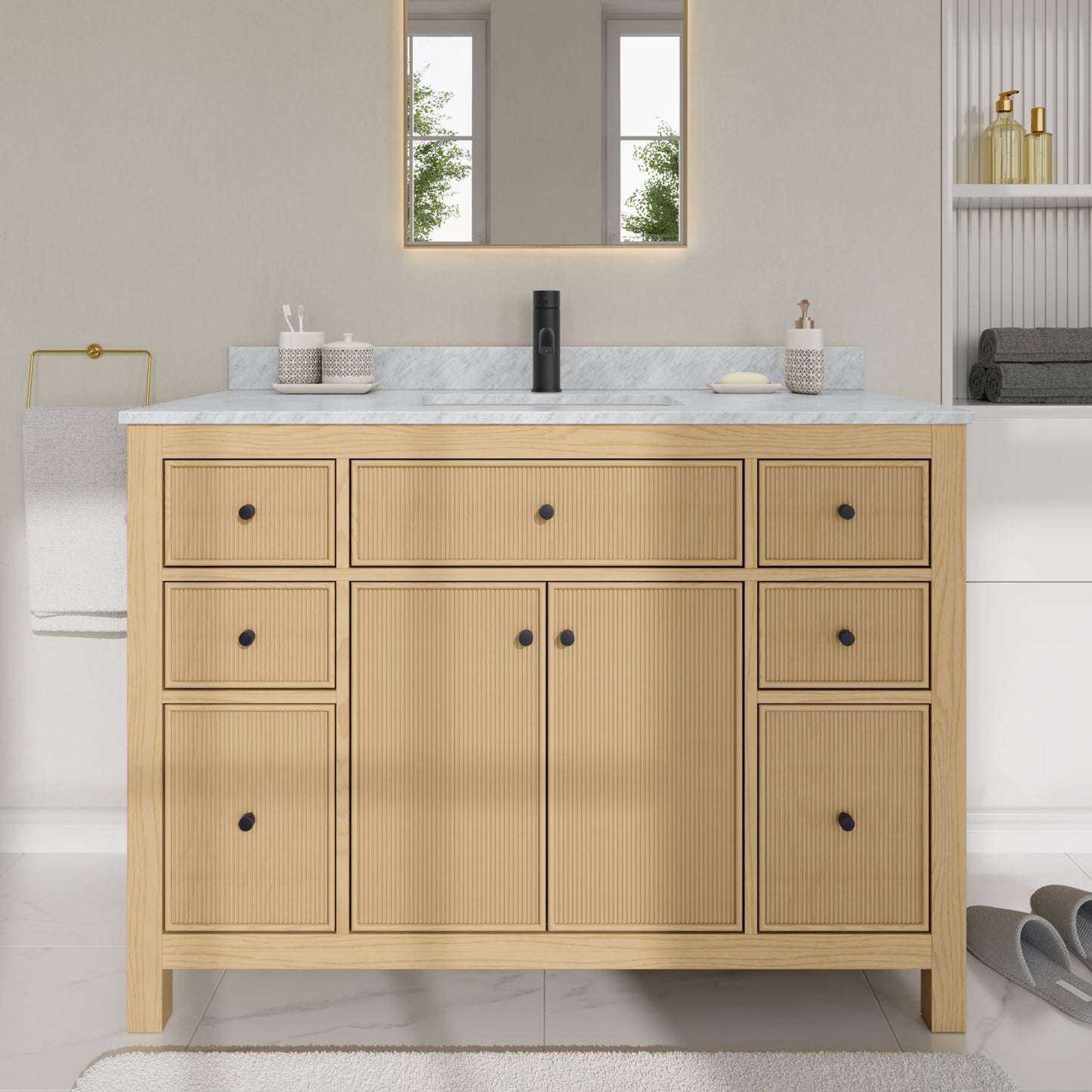 Pendry Bathroom Vanity with Countertop 48 inch Single Sink Single hole Faucet Setup