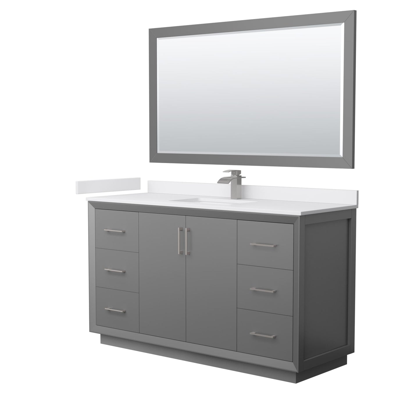 Strada Bathroom Vanity with Countertop 60 inch Single Sink Single hole Faucet Setup