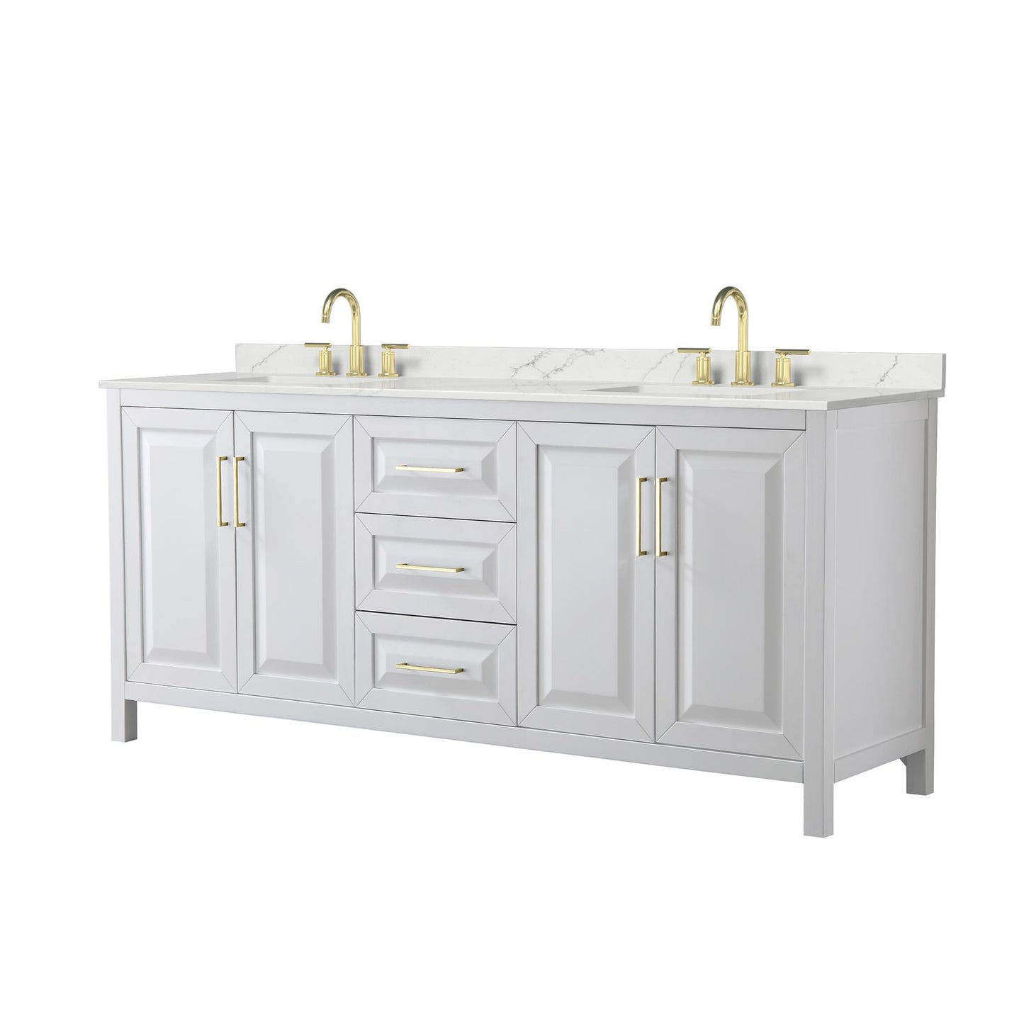 Daria Bathroom Vanity with Countertop 80 inch Double Sink 3-hole Faucet Setup