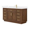 Custom image for Dark Oak with Brushed Gold Trim / White Cultured Marble / No Mirror