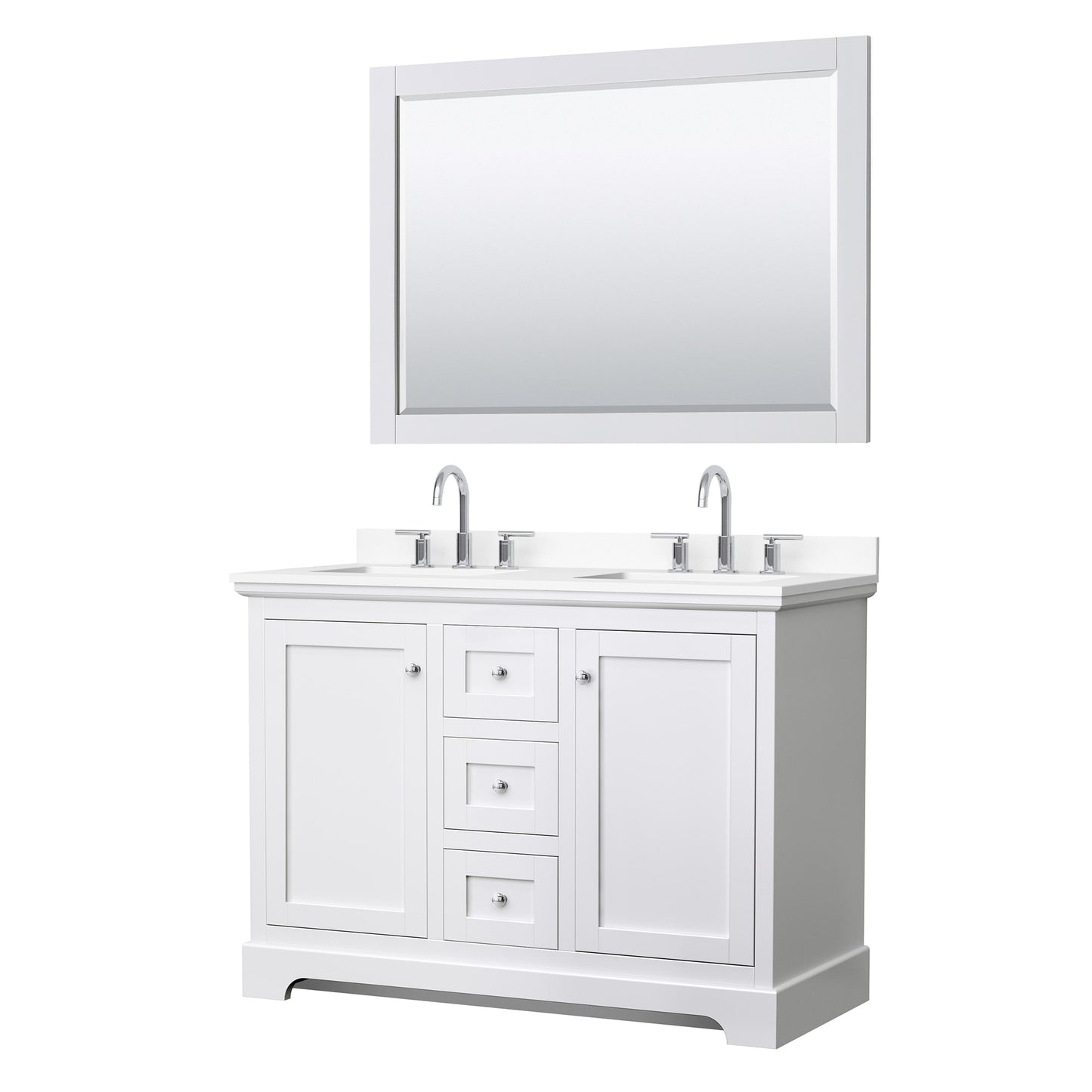 Avery Bathroom Vanity with Countertop 48 inch Double Sink 3-hole Faucet Setup