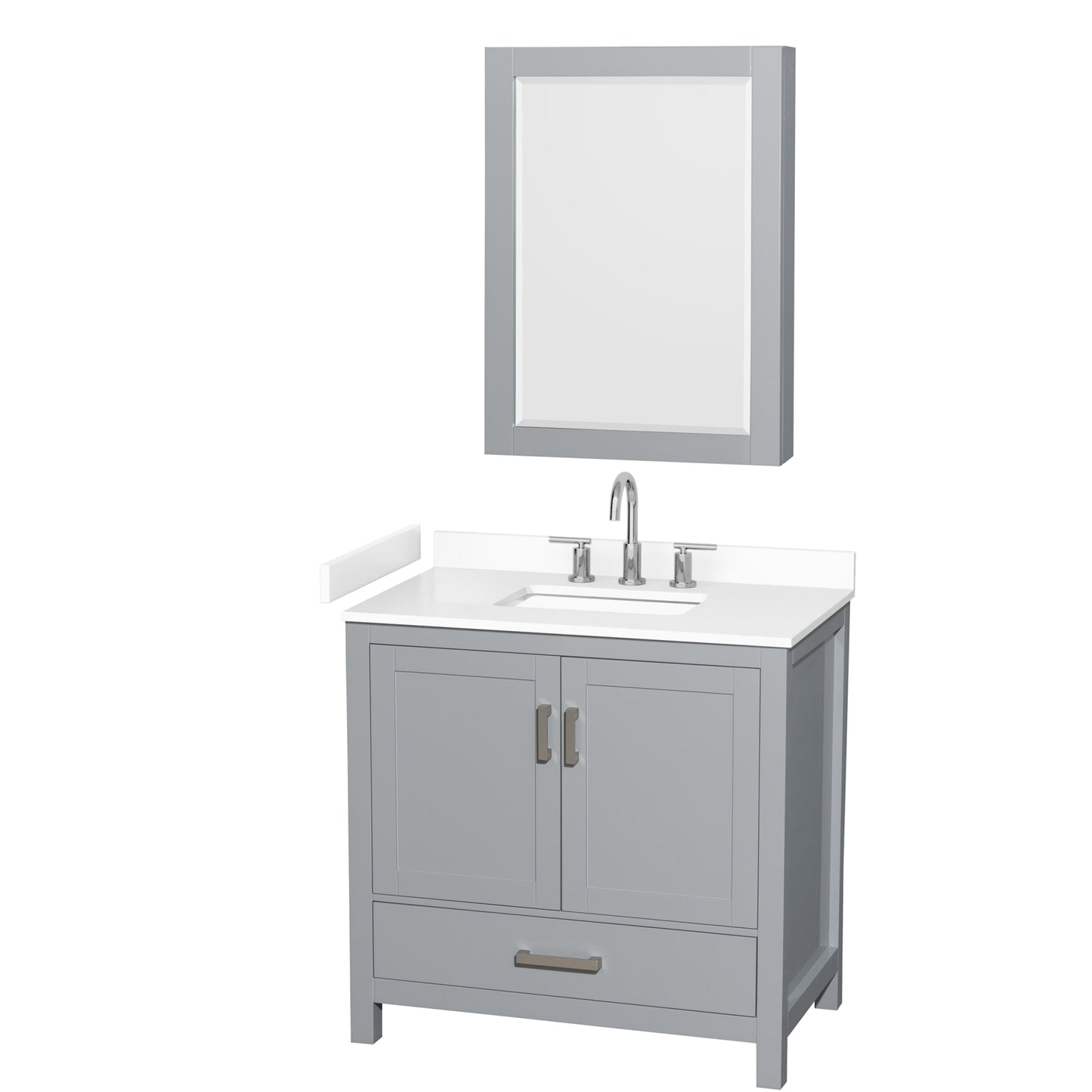 Sheffield Bathroom Vanity with Countertop 36 inch Single Sink 3-hole Faucet Setup