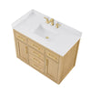 Custom image for Rift Oak with Brushed Gold Trim / White Cultured Marble / No Mirror