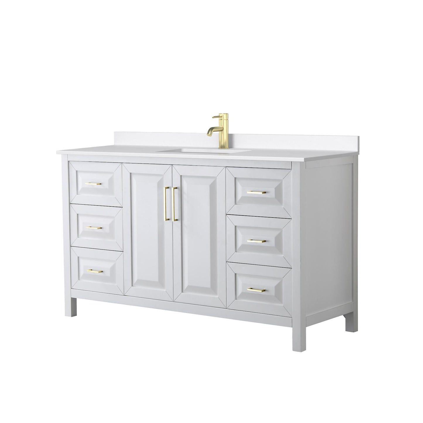 Daria Bathroom Vanity with Countertop 60 inch Single Sink Single hole Faucet Setup