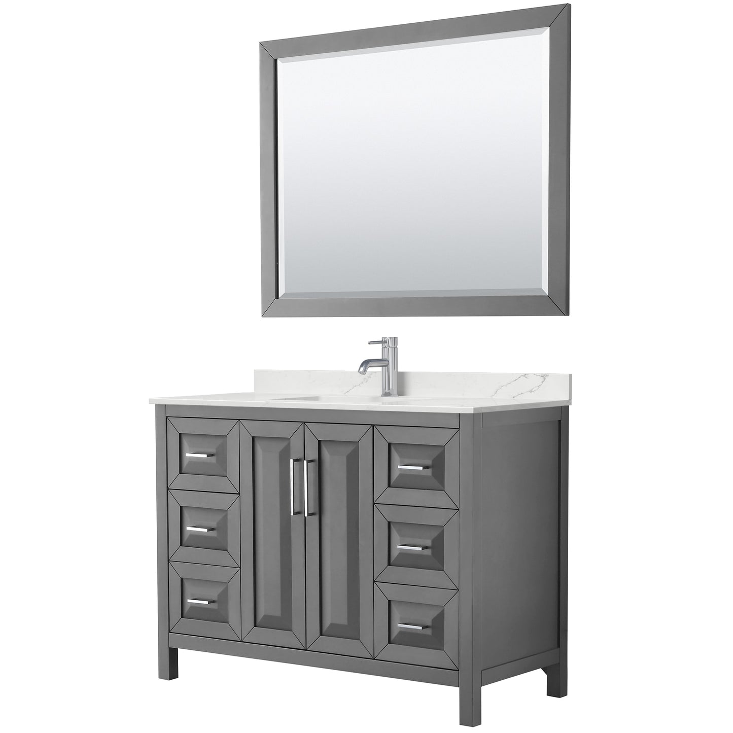 Daria Bathroom Vanity with Countertop 48 inch Single Sink Single hole Faucet Setup