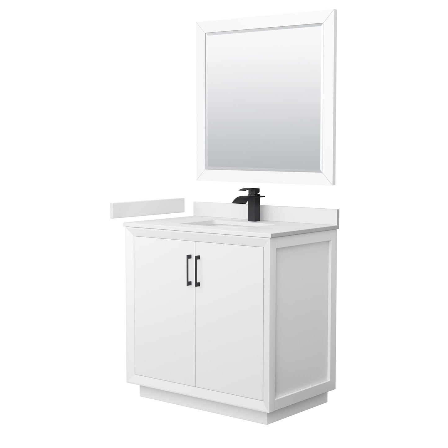 Strada Bathroom Vanity with Countertop 36 inch Single Sink Single hole Faucet Setup