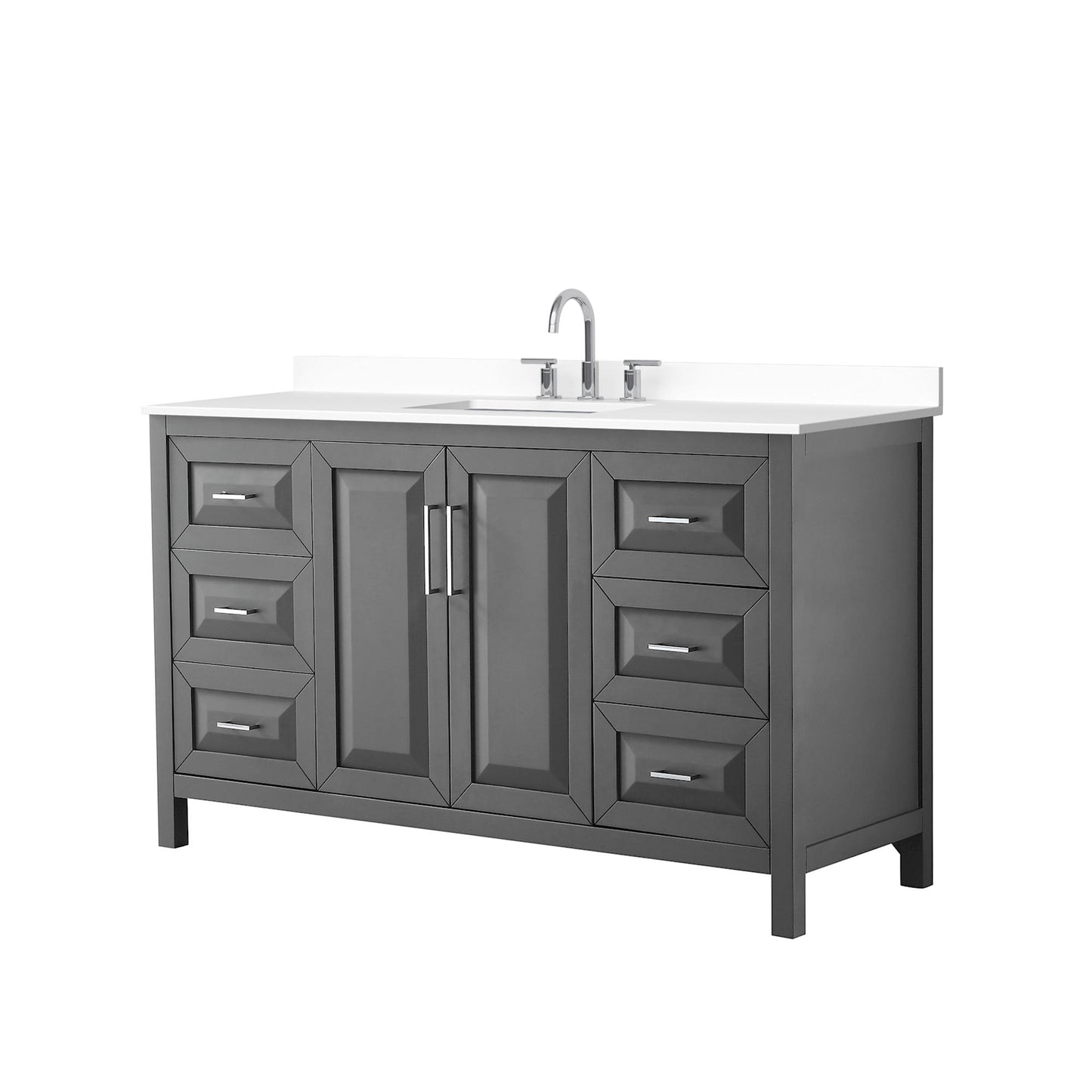 Daria Bathroom Vanity with Countertop 60 inch Single Sink 3-hole Faucet Setup