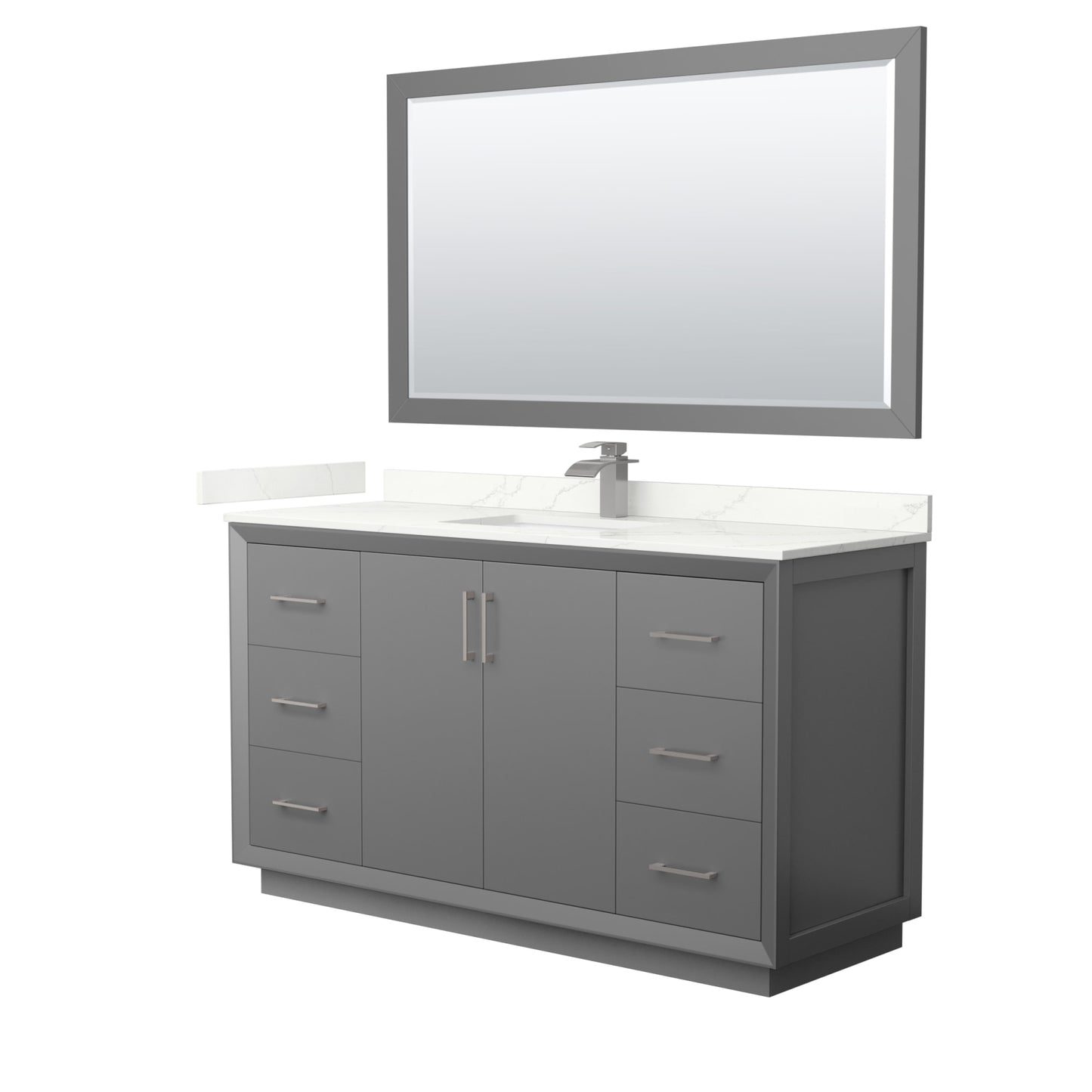 Strada Bathroom Vanity with Countertop 60 inch Single Sink Single hole Faucet Setup