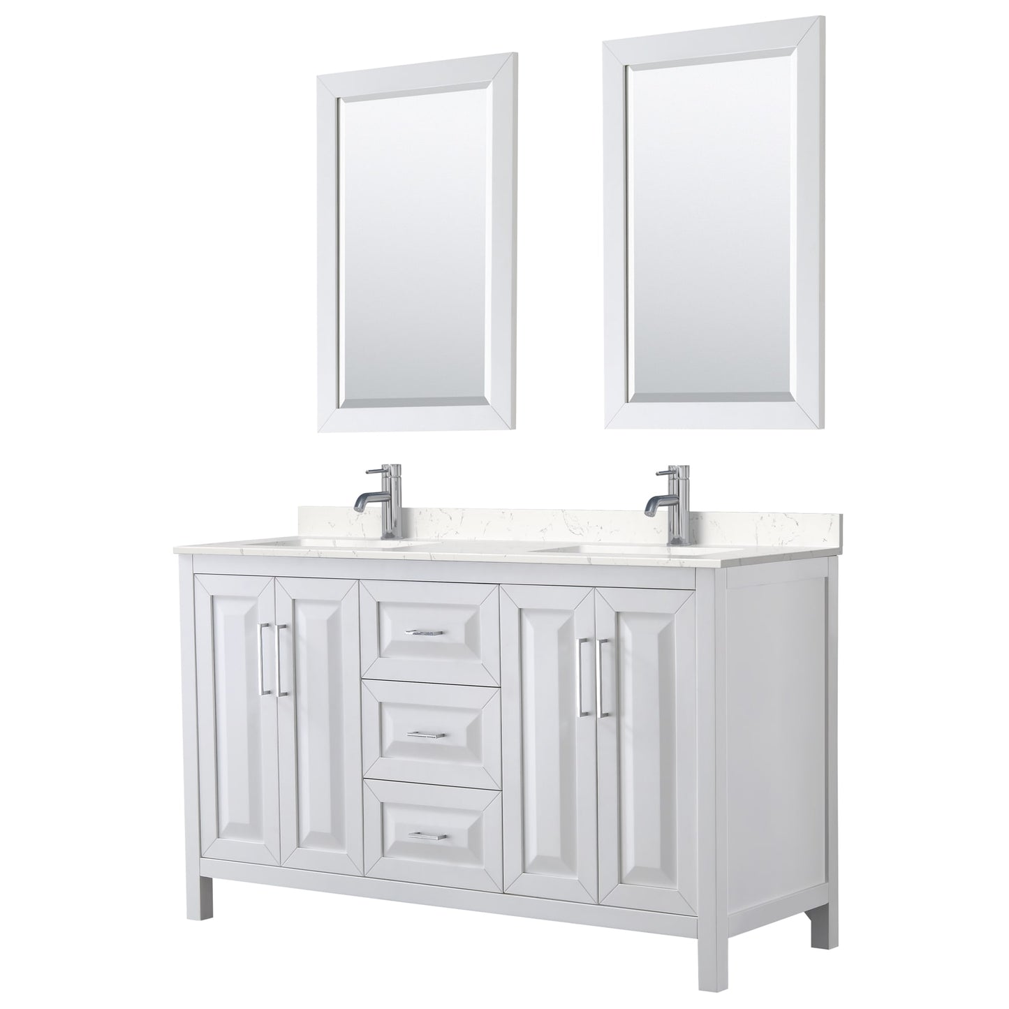 Daria Bathroom Vanity with Countertop 60 inch Double Sink Single hole Faucet Setup