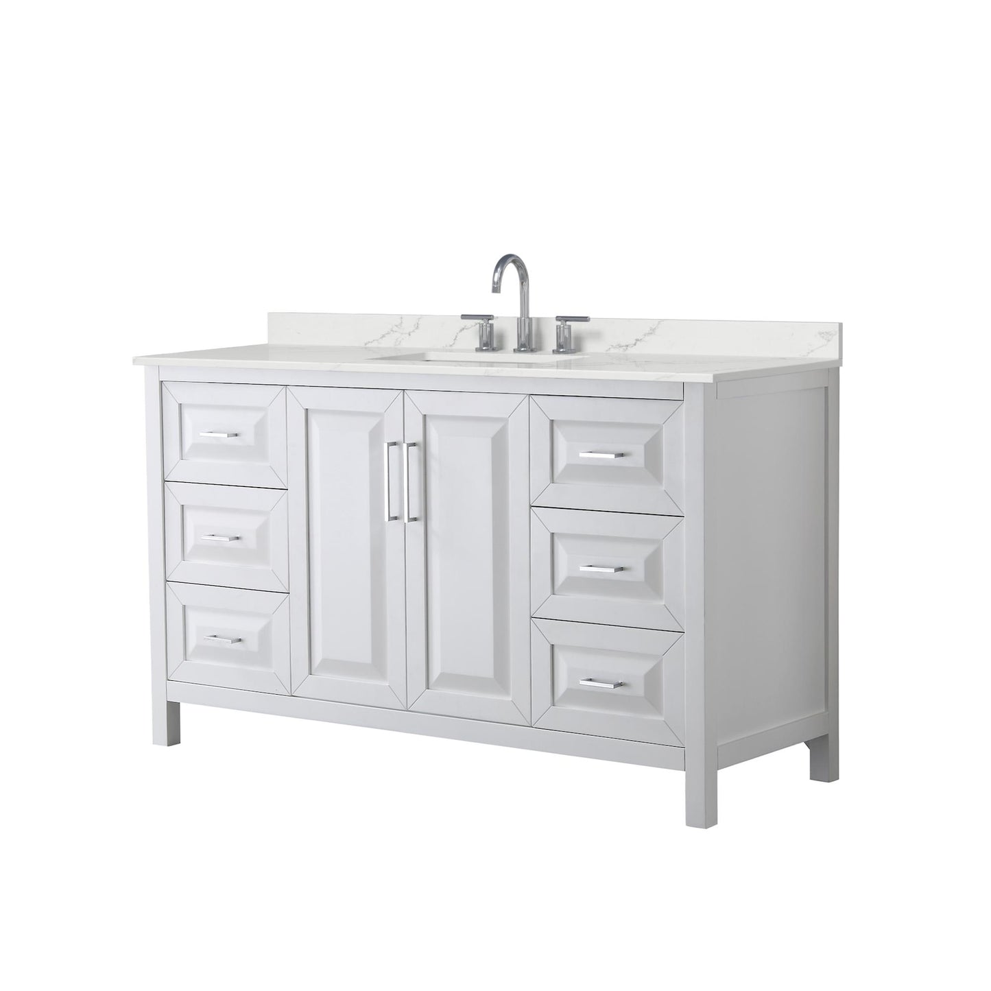 Daria Bathroom Vanity with Countertop 60 inch Single Sink 3-hole Faucet Setup