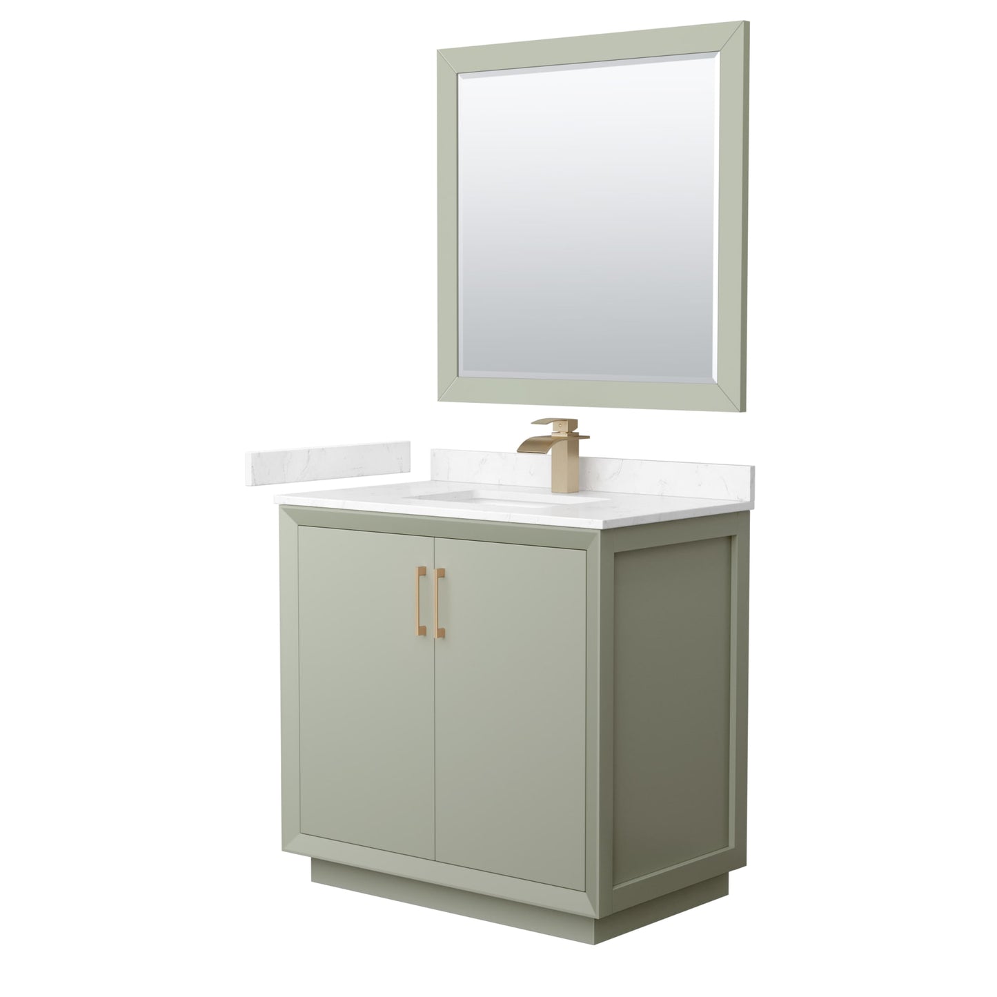 Strada Bathroom Vanity with Countertop 36 inch Single Sink Single hole Faucet Setup