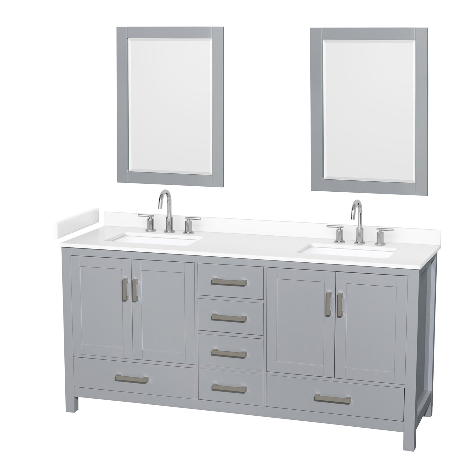 Sheffield Bathroom Vanity with Countertop 72 inch Double Sink 3-hole Faucet Setup