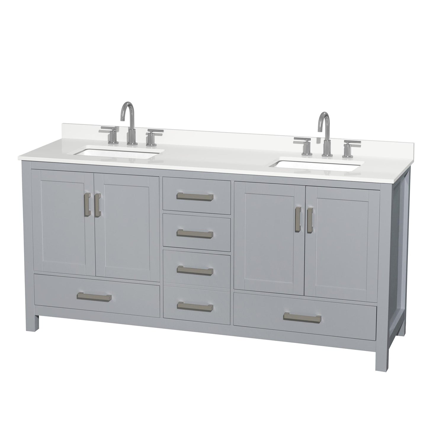 Sheffield Bathroom Vanity with Countertop 72 inch Double Sink 3-hole Faucet Setup