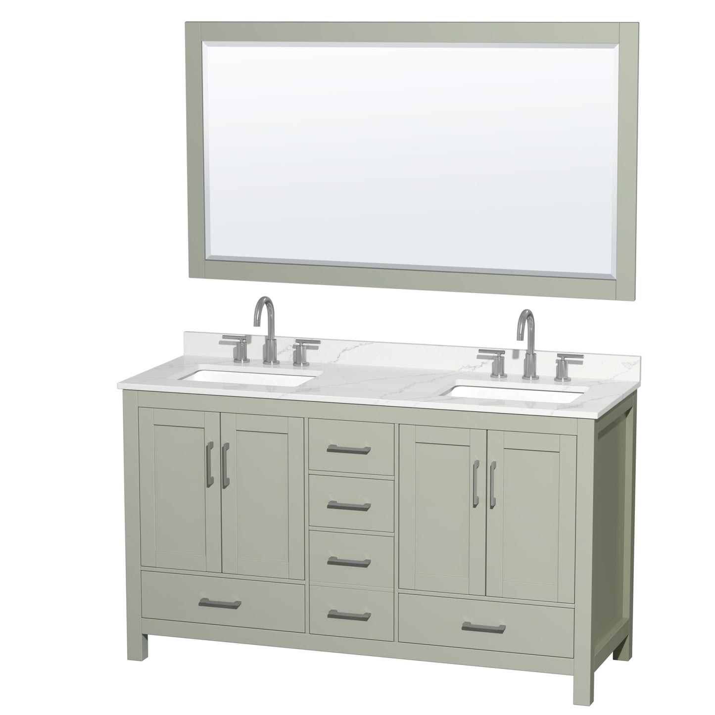 Sheffield Bathroom Vanity with Countertop 60 inch Double Sink 3-hole Faucet Setup