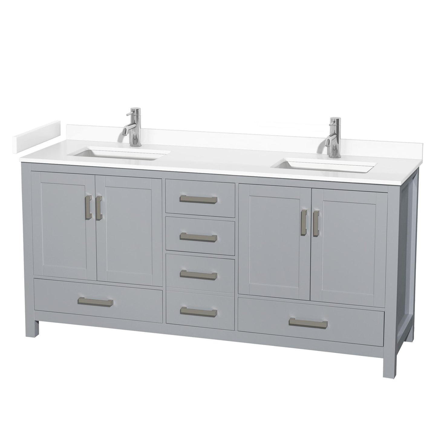 Sheffield Bathroom Vanity with Countertop 72 inch Double Sink Single hole Faucet Setup