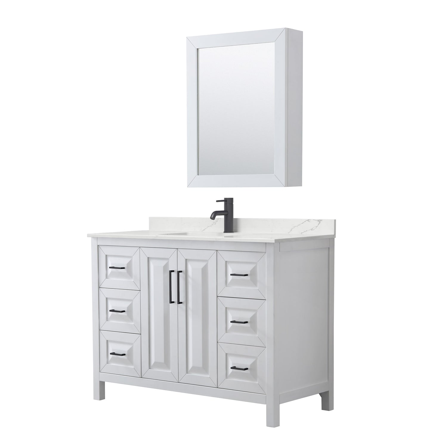 Daria Bathroom Vanity with Countertop 48 inch Single Sink Single hole Faucet Setup