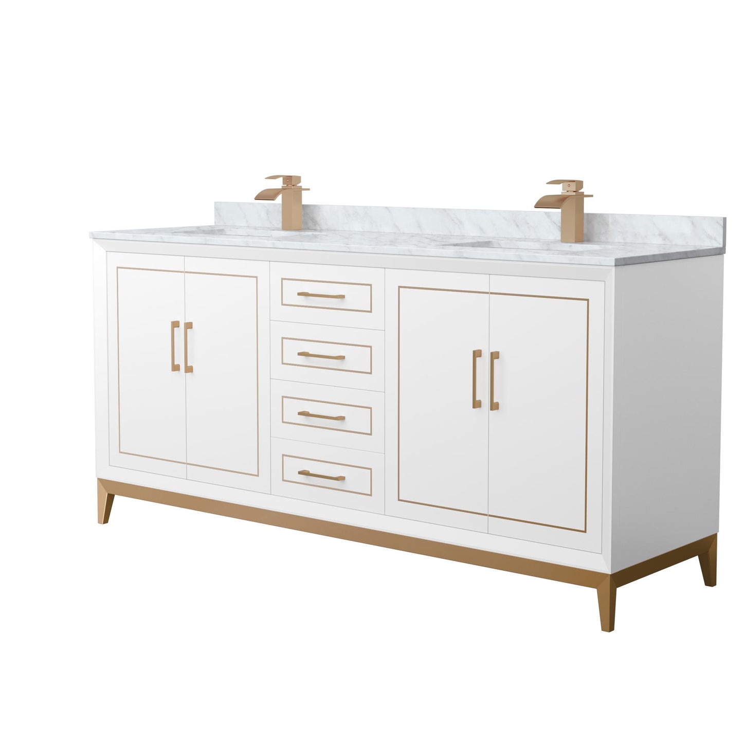 Marlena Bathroom Vanity with Countertop 72 inch Double Sink Single hole Faucet Setup