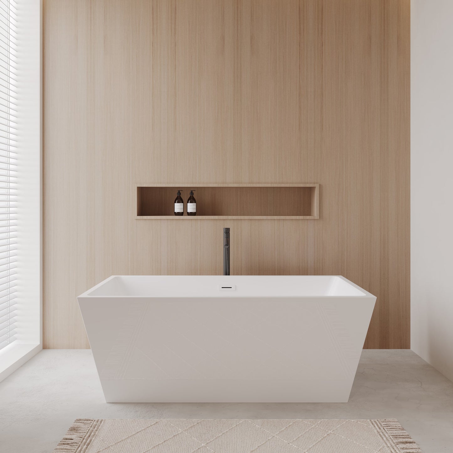 Sara Freestanding Acrylic Bathtub With Faucet 63 inch