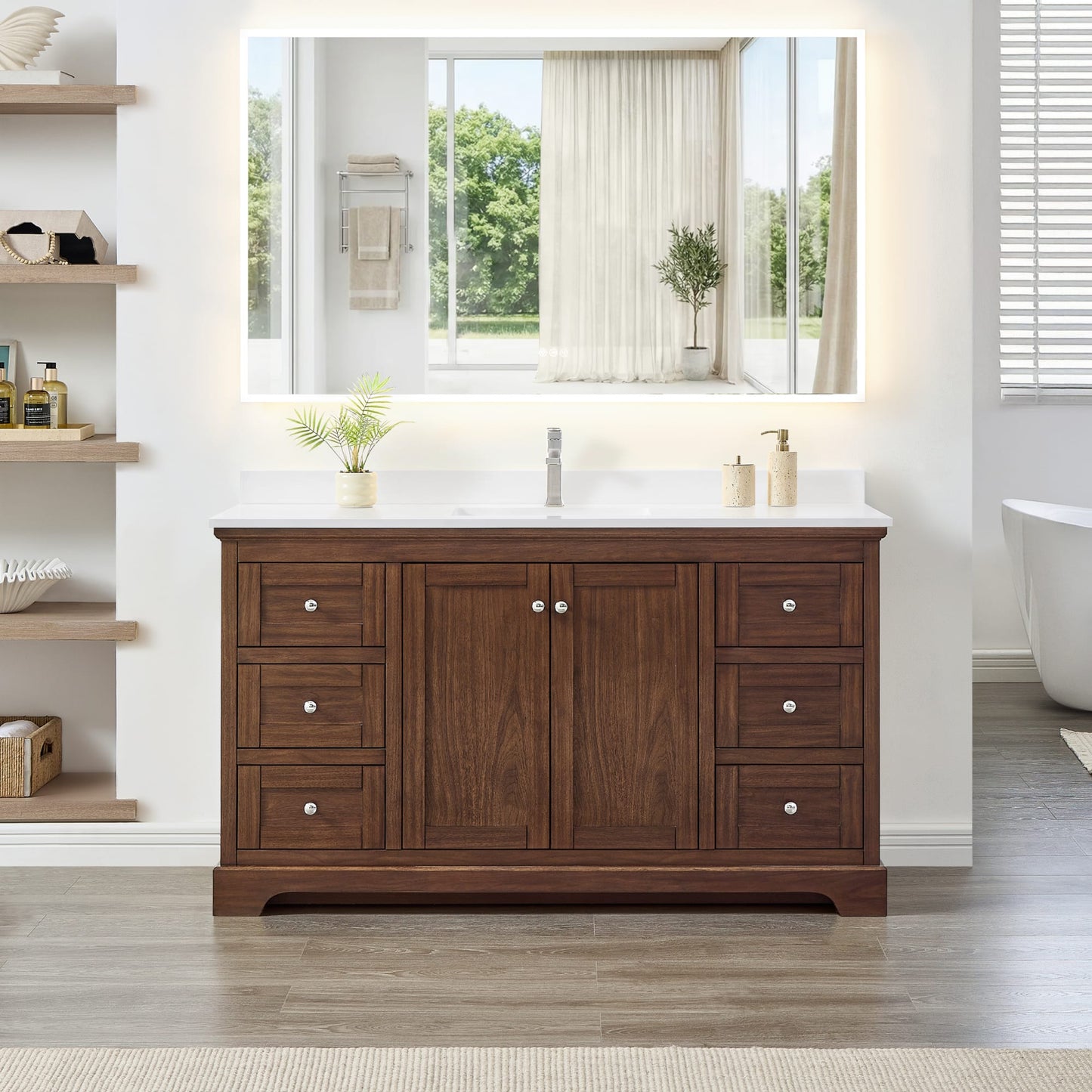 Avery Bathroom Vanity with Countertop 60 inch Single Sink Single hole Faucet Setup