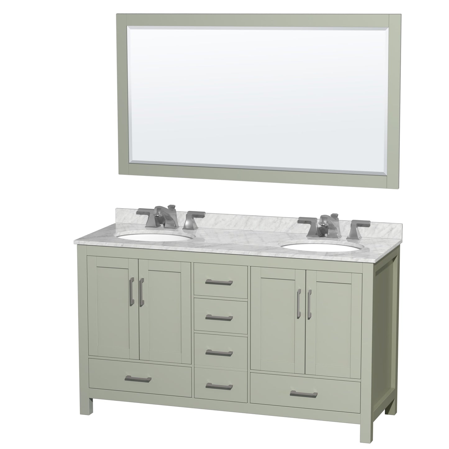 Sheffield Bathroom Vanity with Countertop 60 inch Double Sink 3-hole Faucet Setup