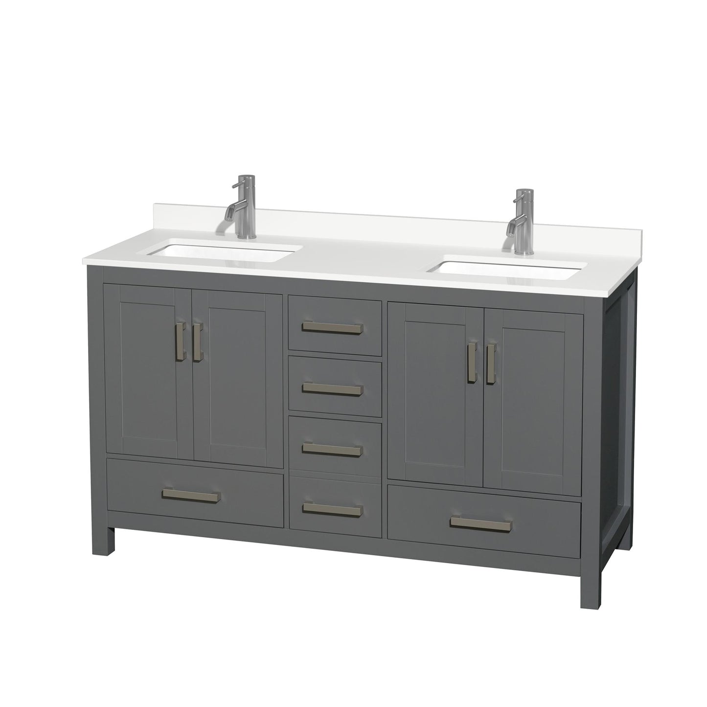 Sheffield Bathroom Vanity with Countertop 60 inch Double Sink Single hole Faucet Setup