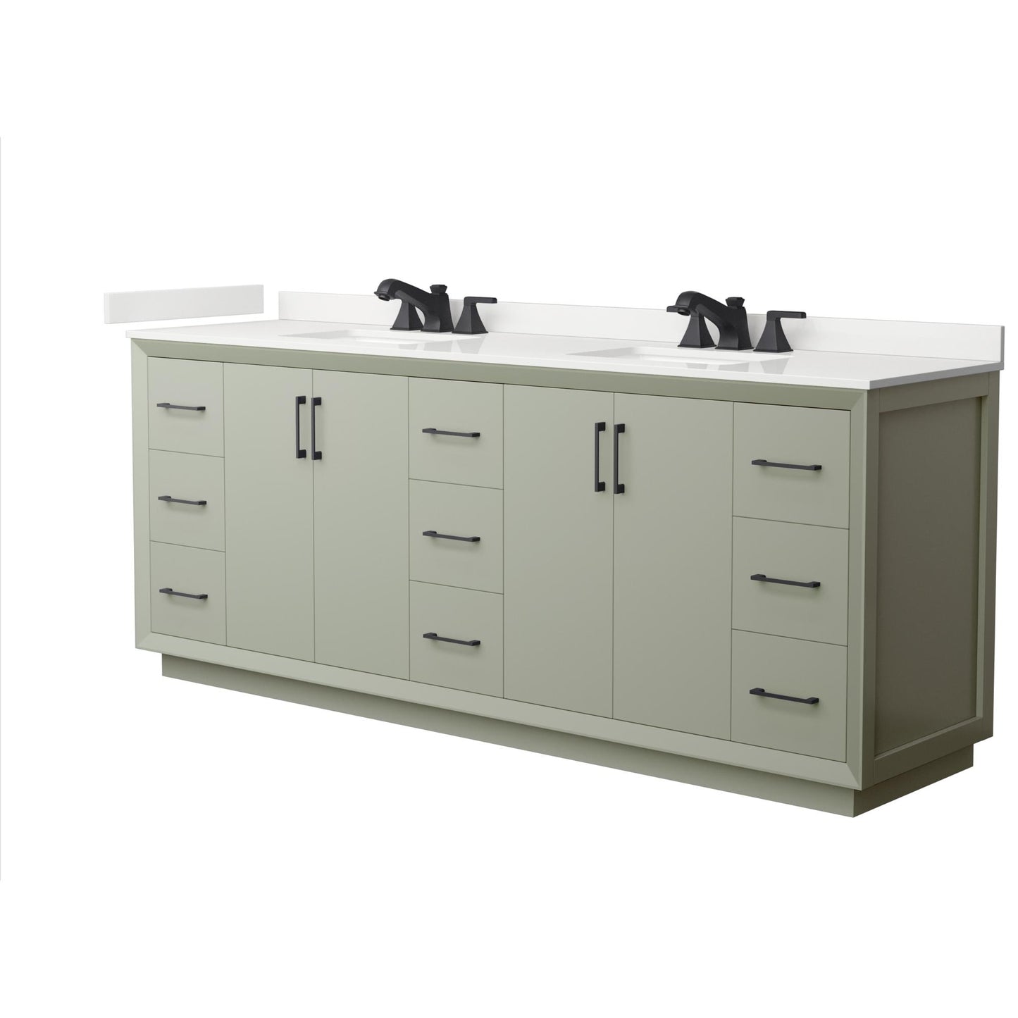 Strada Bathroom Vanity with Countertop 84 inch Double Sink 3-hole Faucet Setup