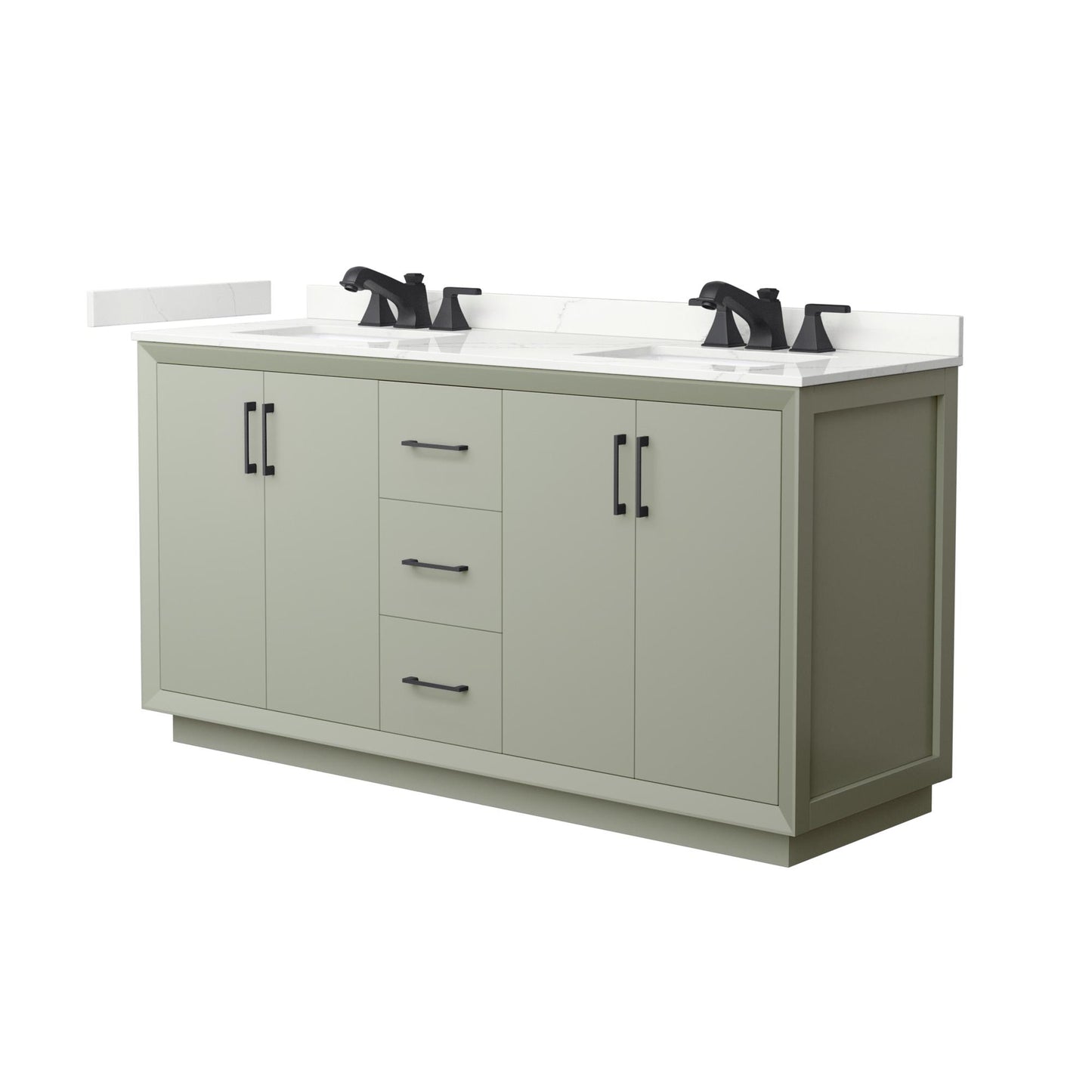 Strada Bathroom Vanity with Countertop 66 inch Double Sink 3-hole Faucet Setup