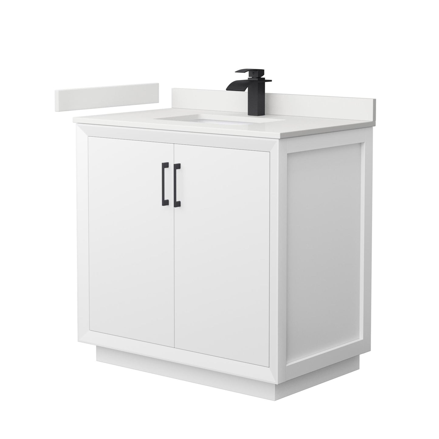 Strada Bathroom Vanity with Countertop 36 inch Single Sink Single hole Faucet Setup