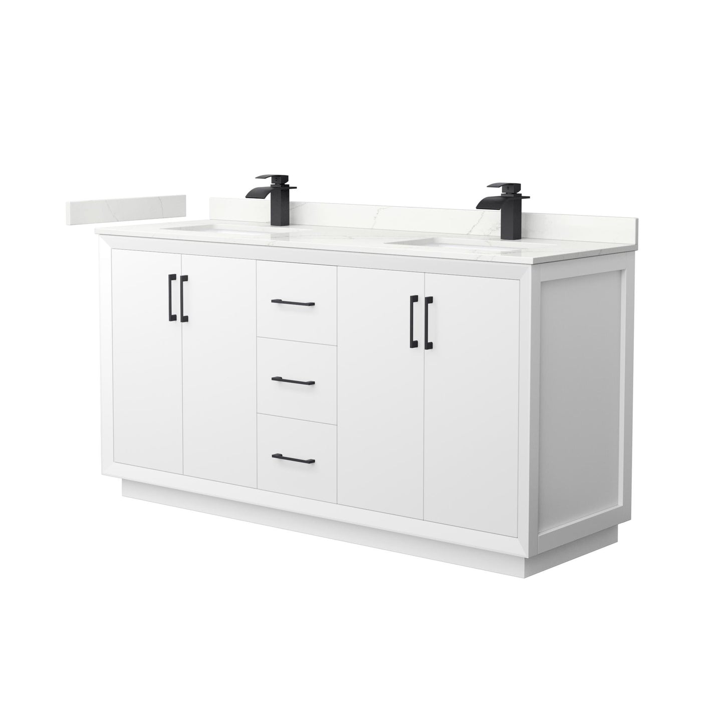 Strada Bathroom Vanity with Countertop 66 inch Double Sink Single hole Faucet Setup