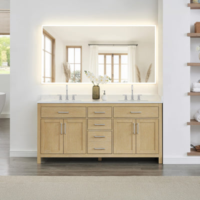 Beckett Bathroom Vanity with Countertop 72 inch Double Sink 3-hole Faucet Setup