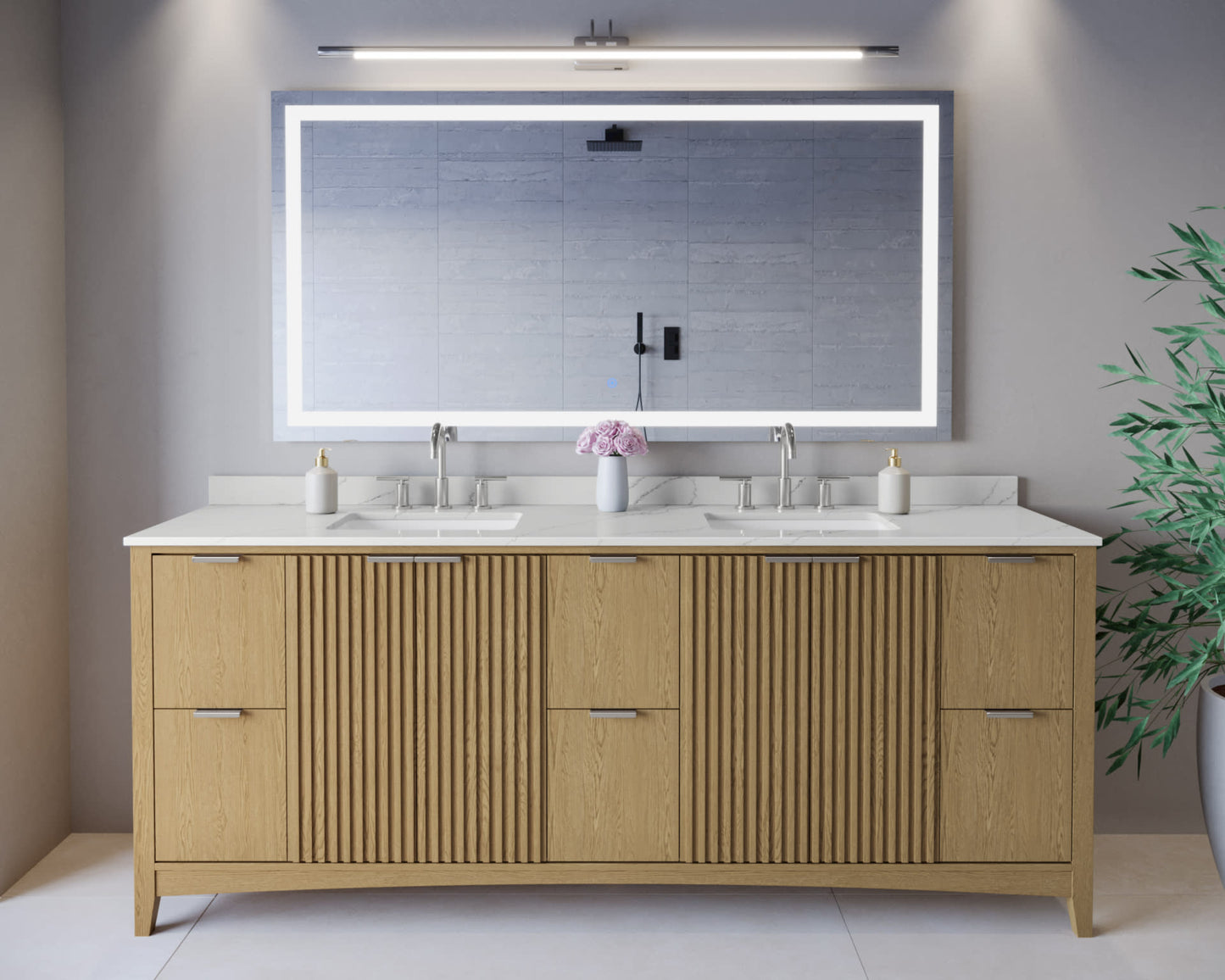 Palmilla Bathroom Vanity with Countertop 84 inch Double Sink 3-hole Faucet Setup