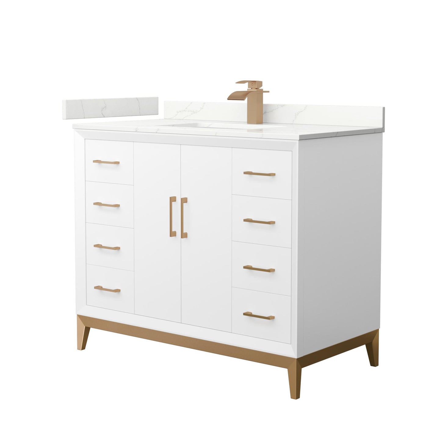 Amici Bathroom Vanity with Countertop 42 inch Single Sink Single hole Faucet Setup