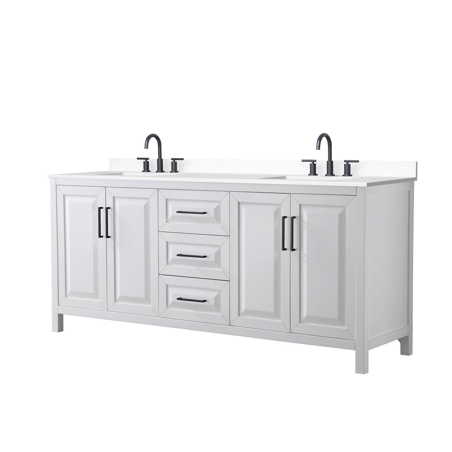 Daria Bathroom Vanity with Countertop 80 inch Double Sink 3-hole Faucet Setup