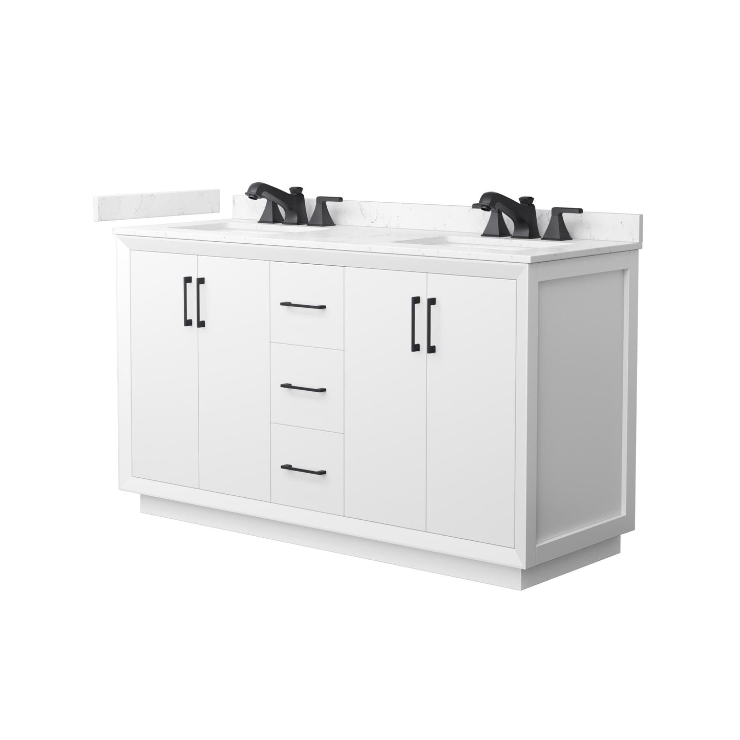 Strada Bathroom Vanity with Countertop 60 inch Double Sink 3-hole Faucet Setup