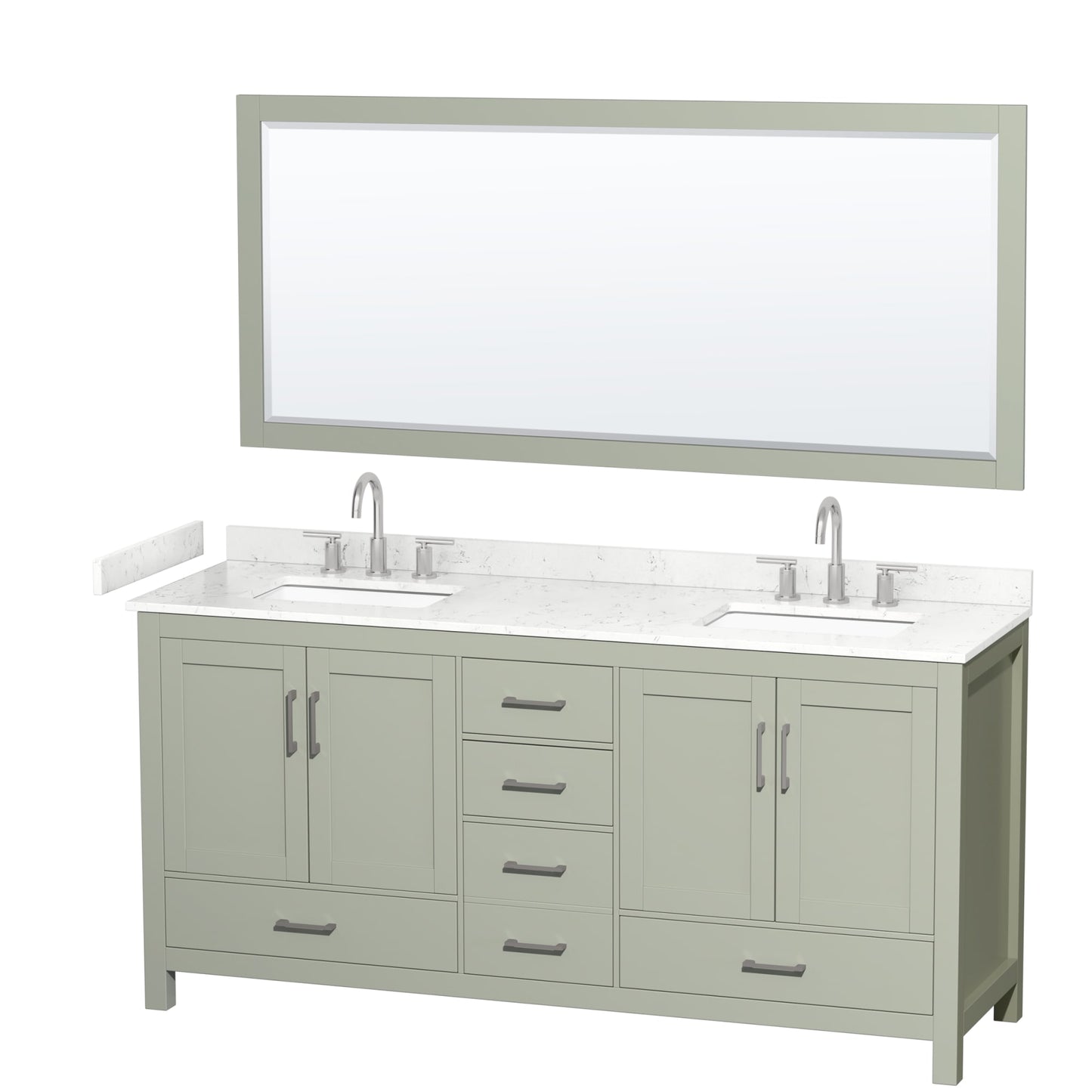 Sheffield Bathroom Vanity with Countertop 72 inch Double Sink 3-hole Faucet Setup