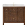 Custom image for Dark Walnut with Brushed Gold Trim / White Quartz / No Mirror