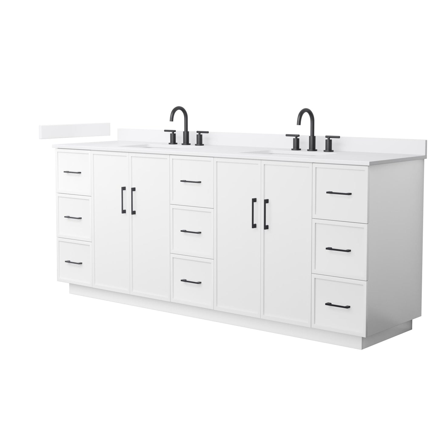 Elan TK Bathroom Vanity with Countertop 84 inch Double Sink 3-hole Faucet Setup