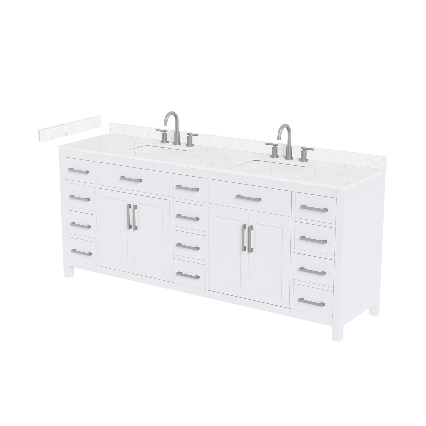 Beckett Bathroom Vanity with Countertop 84 inch Double Sink 3-hole Faucet Setup