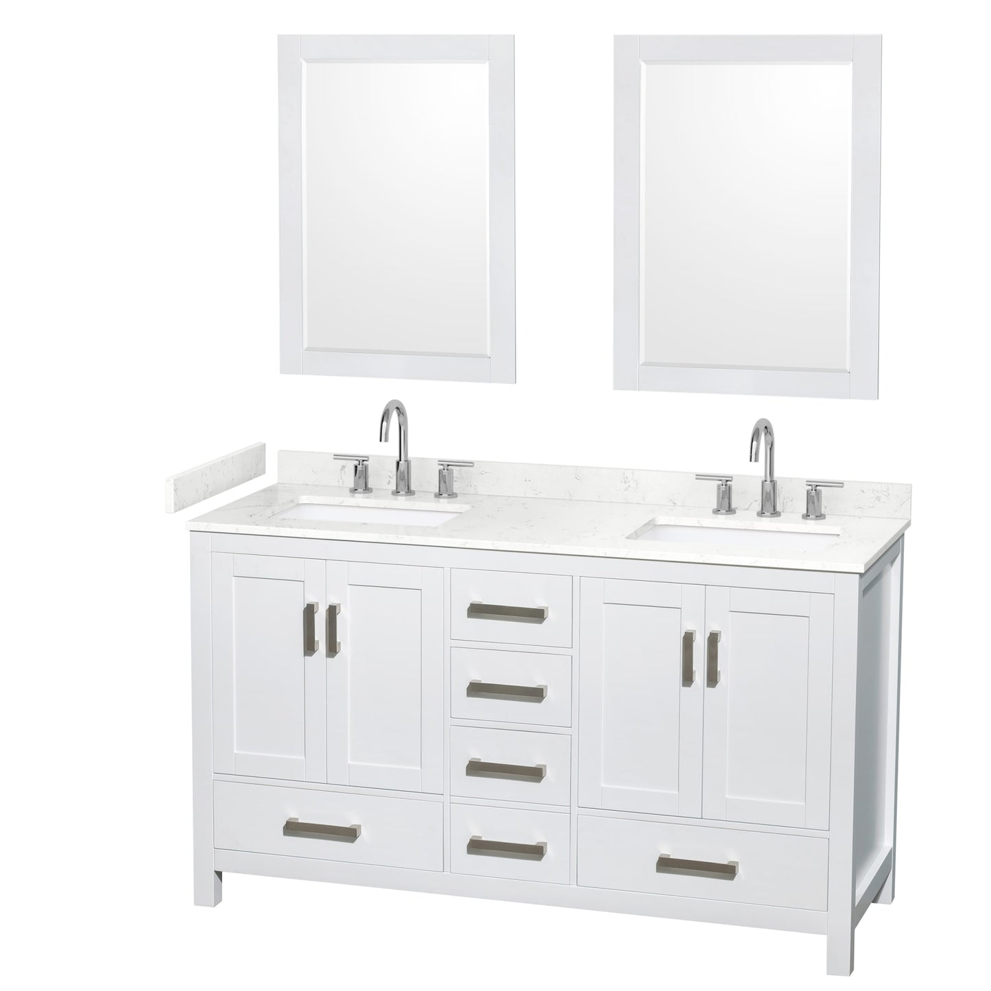 Sheffield Bathroom Vanity with Countertop 60 inch Double Sink 3-hole Faucet Setup