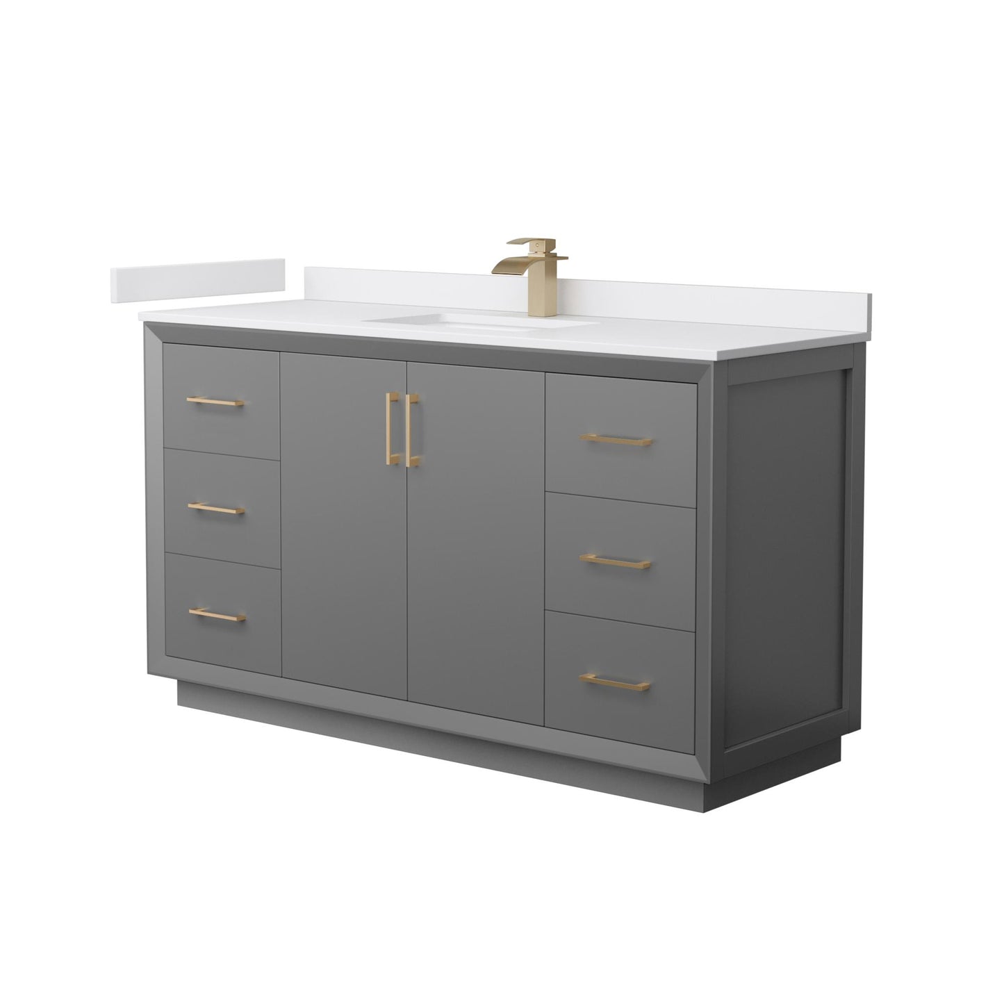 Strada Bathroom Vanity with Countertop 60 inch Single Sink Single hole Faucet Setup
