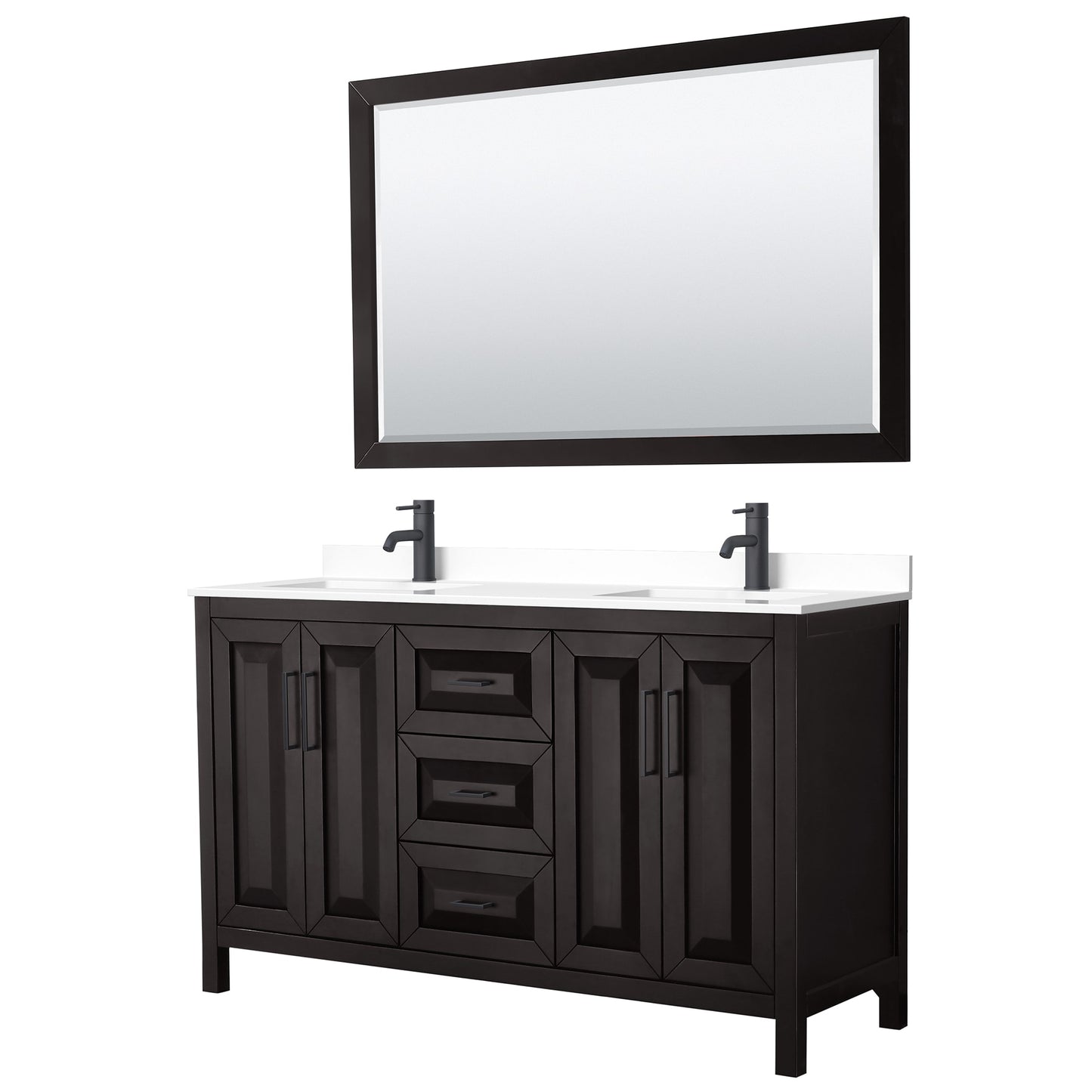 Daria Bathroom Vanity with Countertop 60 inch Double Sink Single hole Faucet Setup