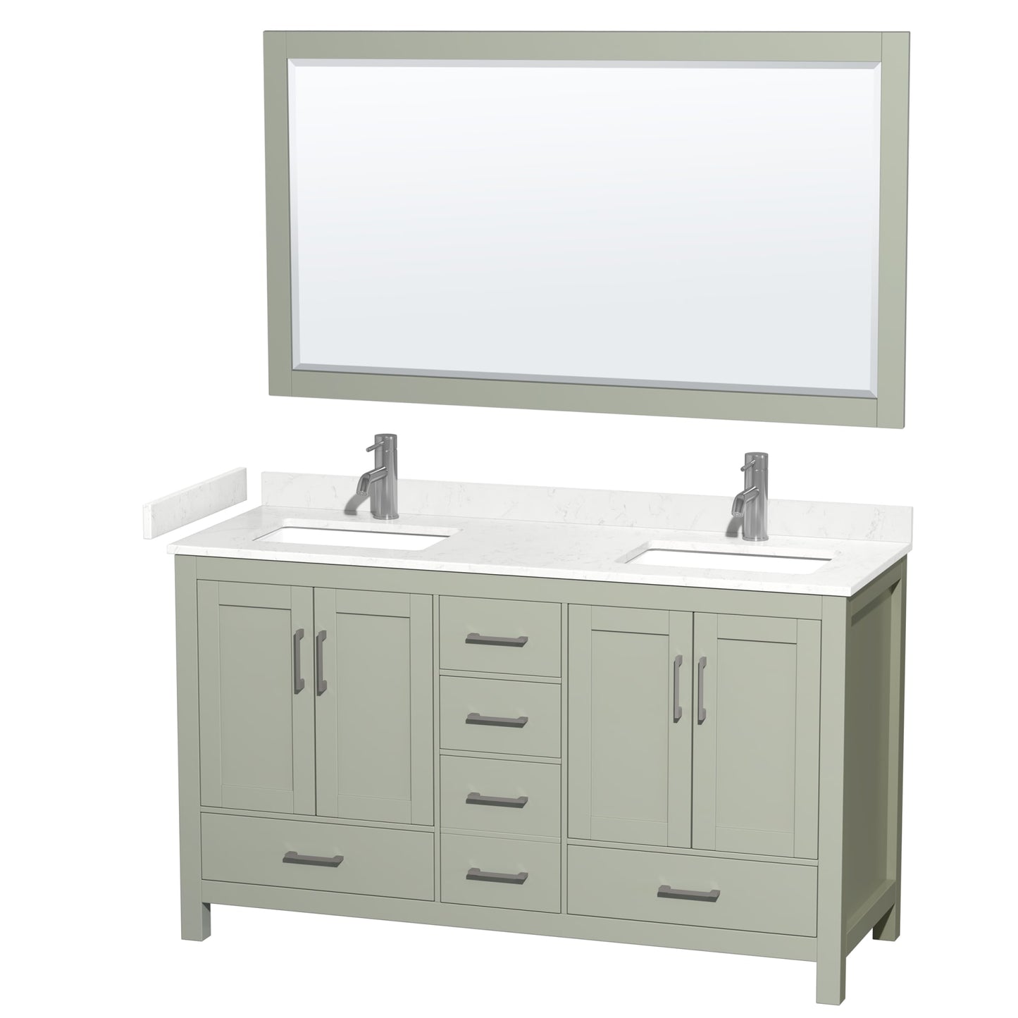 Sheffield Bathroom Vanity with Countertop 60 inch Double Sink Single hole Faucet Setup