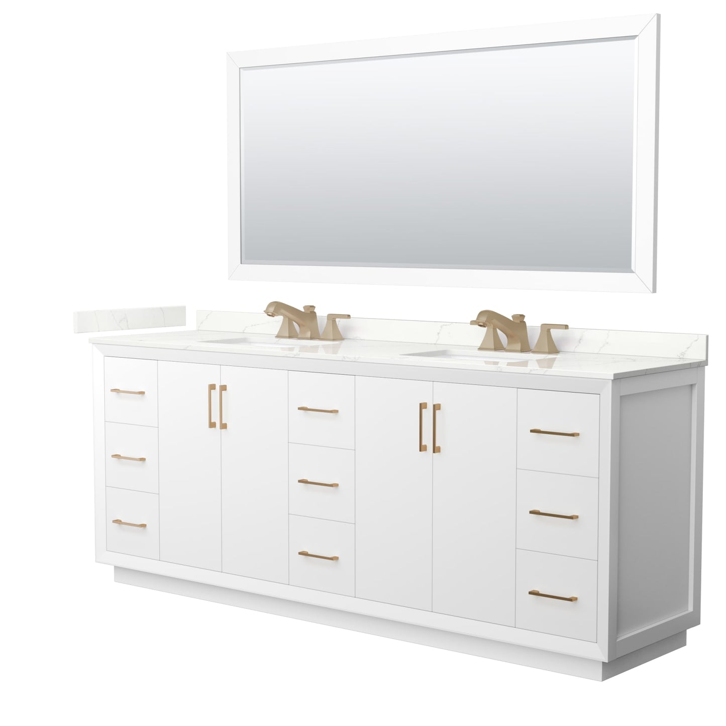 Strada Bathroom Vanity with Countertop 84 inch Double Sink 3-hole Faucet Setup