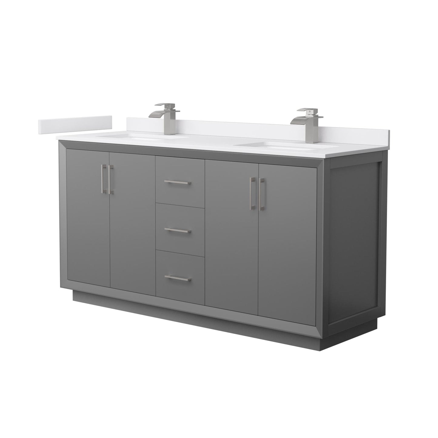 Strada Bathroom Vanity with Countertop 66 inch Double Sink Single hole Faucet Setup
