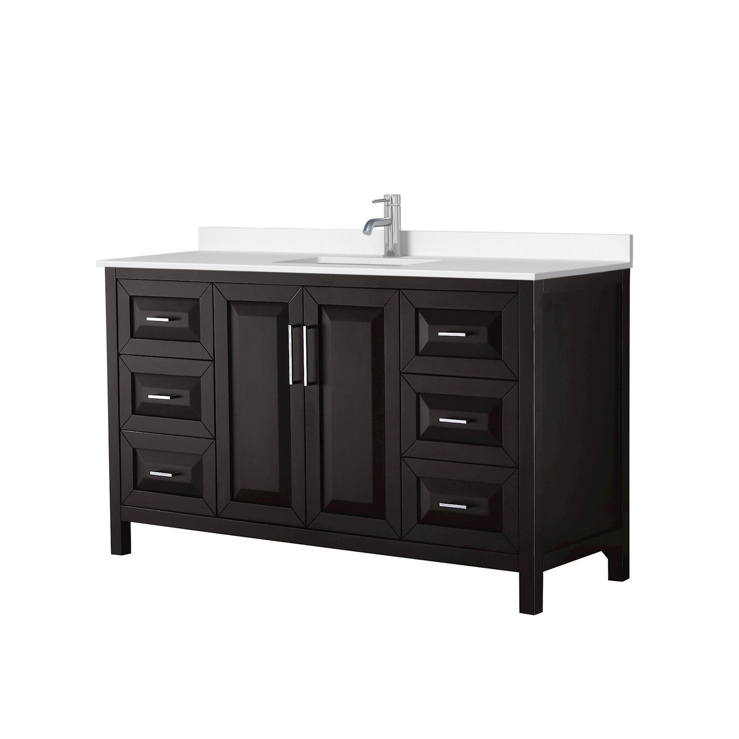 Daria Bathroom Vanity with Countertop 60 inch Single Sink Single hole Faucet Setup